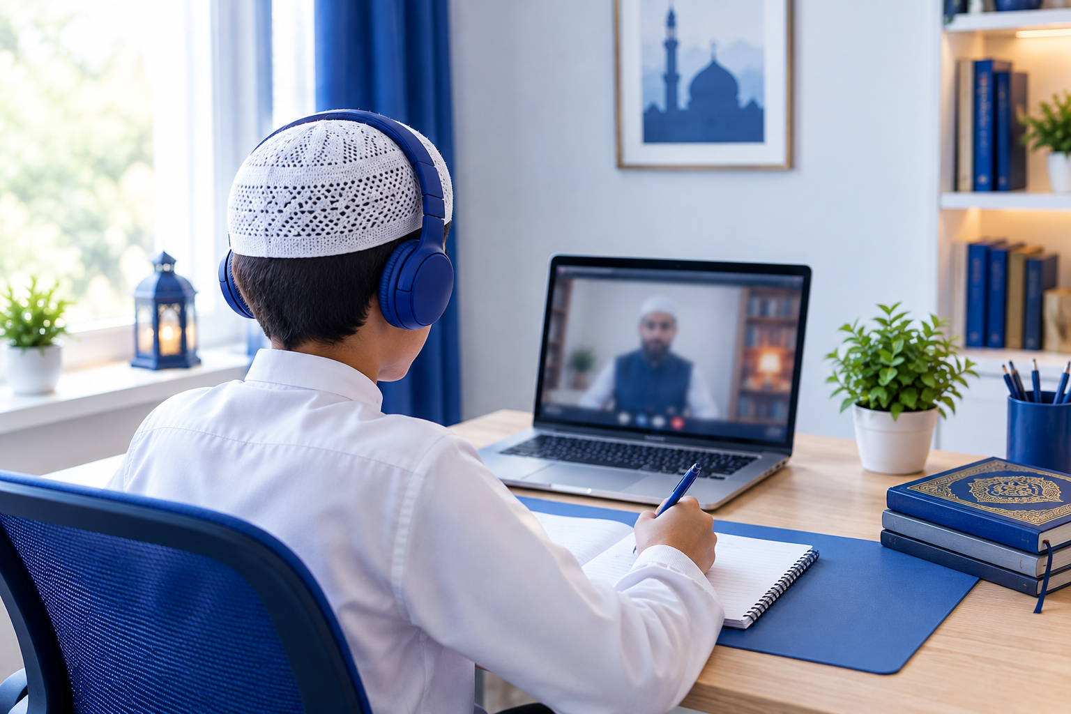Student learning the Quran online