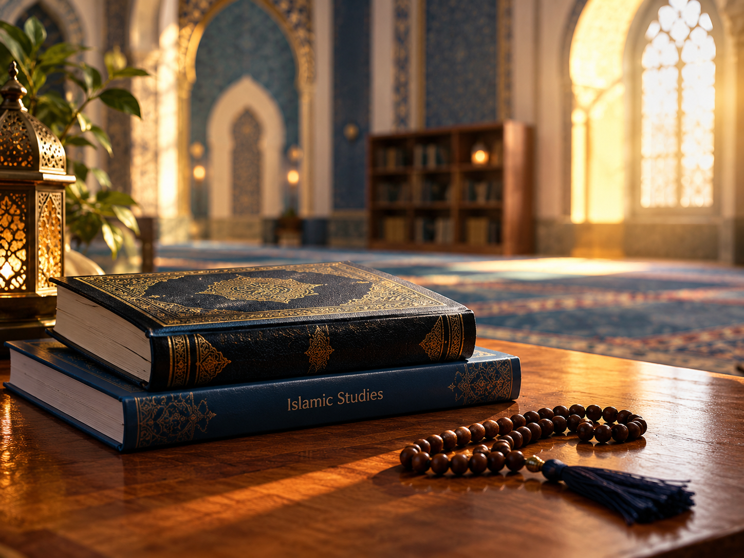 Islamic Studies books with prayer beads